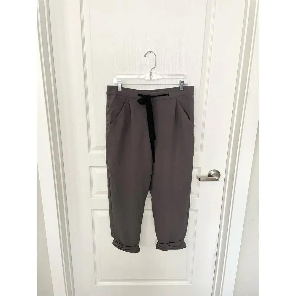 Aritzia Wilfred Allant Cropped Tie Waist Pant Charcoal Size 6 - Picture 2 of 11